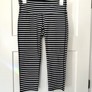 Athleta Striped Capri Leggings - Black and White